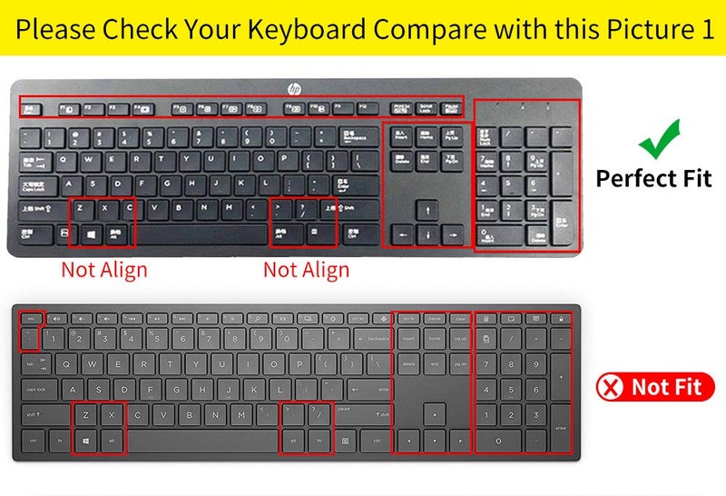 CaseBuy Keyboard Cover for HP USB Slim Business Keyboard KU-1469 SK-2120 KB-1469 803181 and HP EliteOne 800 G4 All-in-One PC, HP Slim Keyboard Protector Skin, Clear - Image 2